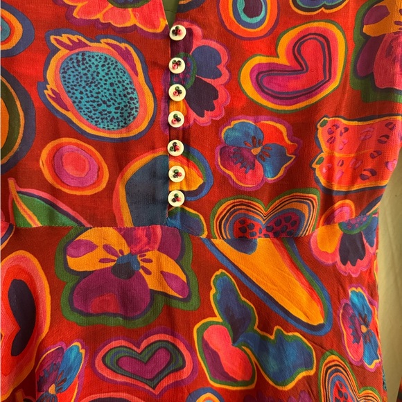 Farm Rio  Lisa Print  Red Midi Dress Anthropologie NEW XS - Picture 10 of 11